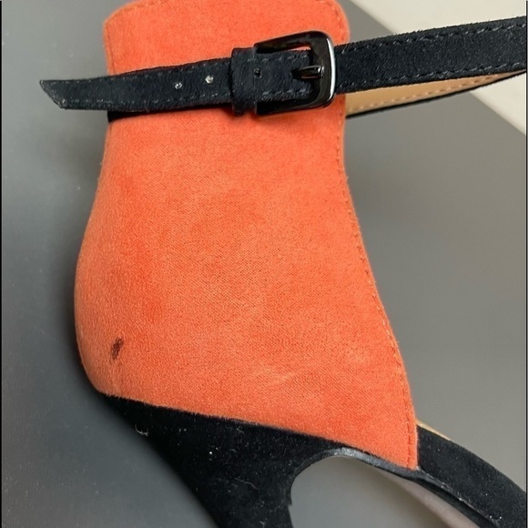 [ZARA] Orange & Black Colour Block Suede Heels - Picture 6 of 9